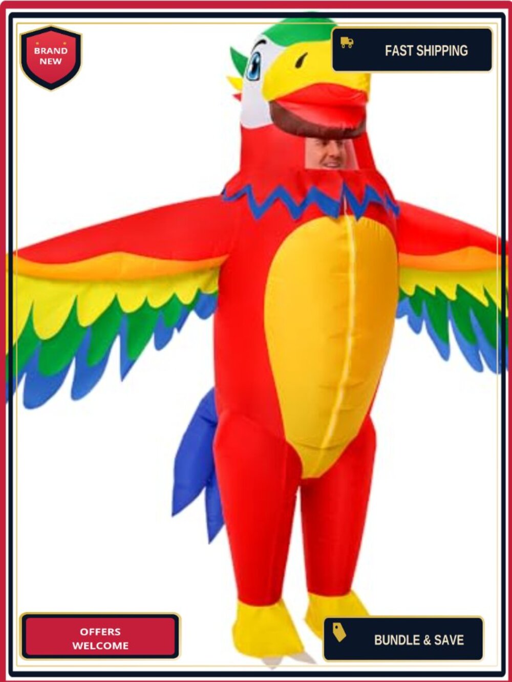 Inflatable Parrot Costume Blow Up Full Body Adult Halloween Cosplay